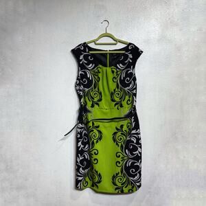 I Le New York Green Sleeveless Midi Sheath Dress Sz 16